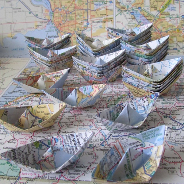 paper boat origami 48 boats decoration nautical theme ocean party maps atlas