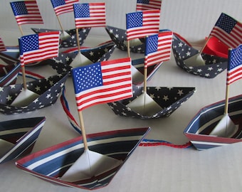 12 paper boats origami decoration 4th of July patriotic party barbecue celebration