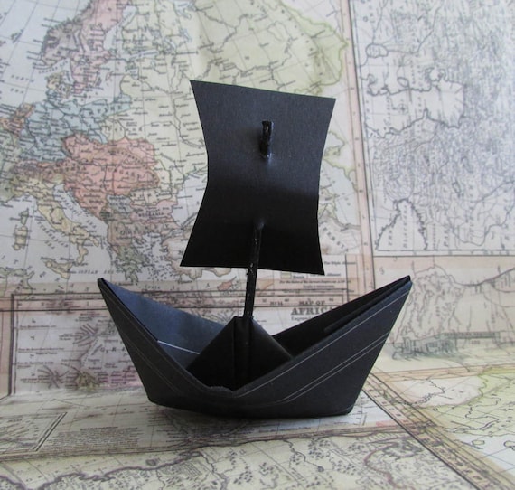 Black Pearl Pirates Of The Caribbean Paper Boat Sailboat Etsy
