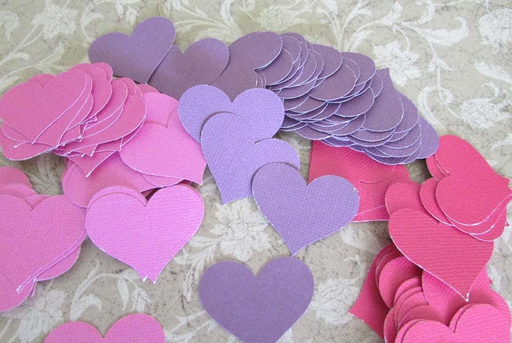 paper hearts card stock wedding confetti 190 pieces fuchsia purple cranberry die cut heart punches frozen theme anna