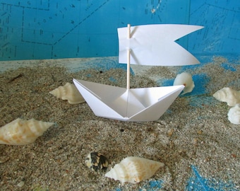 paper boat origami decoration photo prop art supply lot of 10 boats with sails