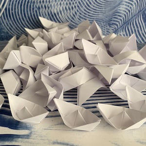 white paper boat origami 48 boats decoration nautical theme ocean party wedding