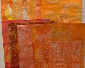 hand painted scrapbook paper pack collage sheets painted scrap journal paper shades/hues of orange