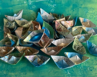 paper sail boat origami 48 boats decoration nautical theme ocean party maps atlas