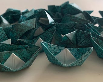 Dreamy turquoise blue paper boats sailboat table party nursery decoration beach wedding