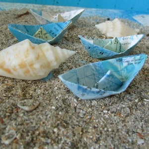 paper boat origami 48 boats decoration nautical bridal shower wedding theme ocean party maps atlas