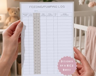 Instant digital download breast milk pumping log, Easy print & track breastfeeding diary, New mum expressing and nursing resource, Baby log