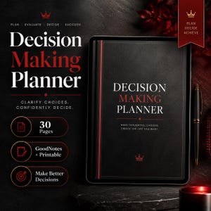 Planificador de toma de decisiones imprimible en PDF / Cuaderno de análisis de opciones / Diario de resolución de problemas / Kit de planificación para el éxito en la claridad mental
