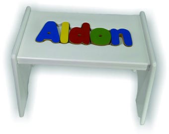 Children's Personalized Puzzle Stool. Name Only