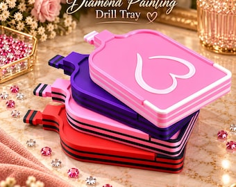 Bandeja para pintura de diamantes con forma de corazón, organizador apilable para taladros (plástico)