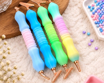 Ergonomic Resin Diamond Painting Pen, Interchangeable Tips for 5D Art (Round, Square Drills)