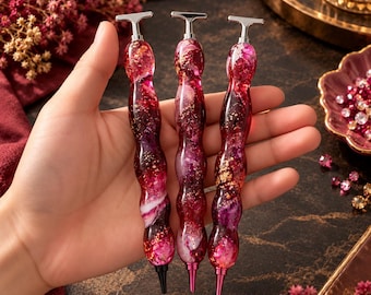 Pink Purple Resin Diamond Painting Pen, Glitter Ergonomic Craft Tool
