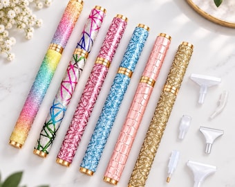 Glitter Diamond Painting Pen Set, Interchangeable Tips, DIY Art Tool