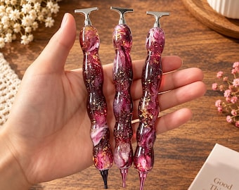 Pink Purple Resin Diamond Painting Pen, Glitter Ergonomic Craft Tool