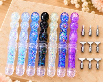 Glitter Resin Diamond Painting Pen Set, Ergonomic 5D Art Tools (Metal Tips)