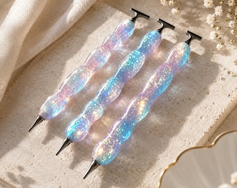 Pink Blue Shiny Diamond Painting Pen, Ergonomic Resin Handle, Threaded Diamond Art Tool, Multi-Placer Tips