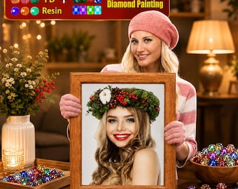 Resin + Fairy Dust + AB Drill 5D DIY Custom Photo Diamond Painting Kit, Personalized Portrait Art, Christmas Gift