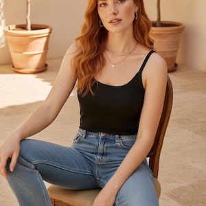 Ribbed Knit Tank Top for Women | Basic Slim Sleeveless Cami | 90s Vintage Streetwear Soft Layering Top