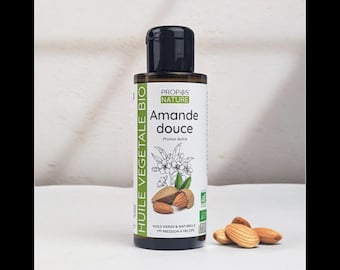 Biologische zoete amandelolie 100 ml, 100% natuurlijk, koudgeperst - Massage & gevoelige huid - Gemaakt in Frankrijk