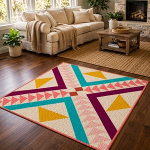 Pathway Quilt Pattern PDF, Modern Geometric Throw Quilt, Flying Geese Patchwork Design, Southwest Bed Quilt Pattern Digital Download File
