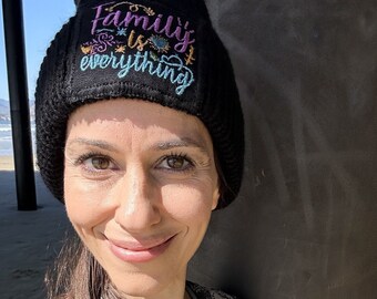 Gorro de lana bordado La familia lo es todo Sombrero Tamaño S-M-L OFERTA