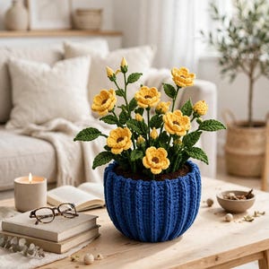 Häkelanleitung für einen Blumentopf für Anfänger, Amigurumi-Topfpflanze, einfache PDF-Anleitung (sofortiger Download)