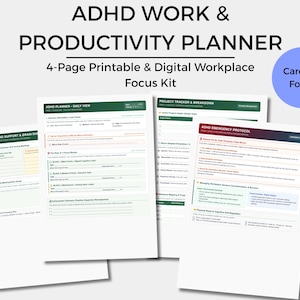 ADHD Work Planner Printable | Productivity & Career Reset Checklist | Executive Dysfunction Office Guide | Focus and Project Tracker PDF