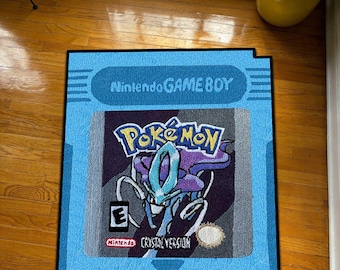 Cyristal verison,Nintendo Gameboy Cartridge-GBC Video Game rug,Blue gameboy cartridge rug,Ho-oh silver rug,custom rug
