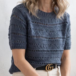 Lace Knit Tee Pattern | Top Down Raglan Sweater (PDF Download)