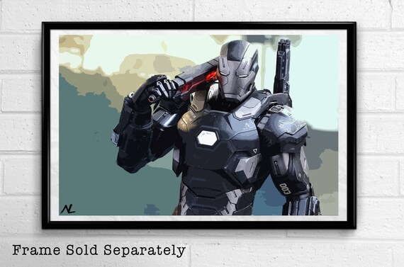 War Machine Illustration Iron Man Marvel Avengers Movie Pop Art Superhero Film Comicbook Home Decor In Poster Print Or Canvas
