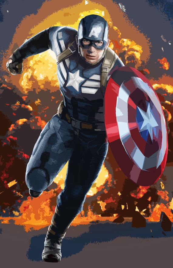 Captain America Superhero Movie Art Canvas Poster Print 8x12 24x36 inch