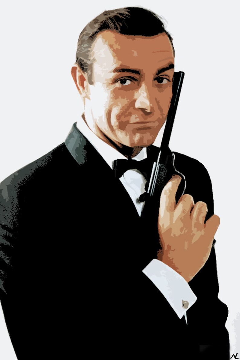 007 James Bond Sean Connery Illustration 5 British Spy Film | Etsy