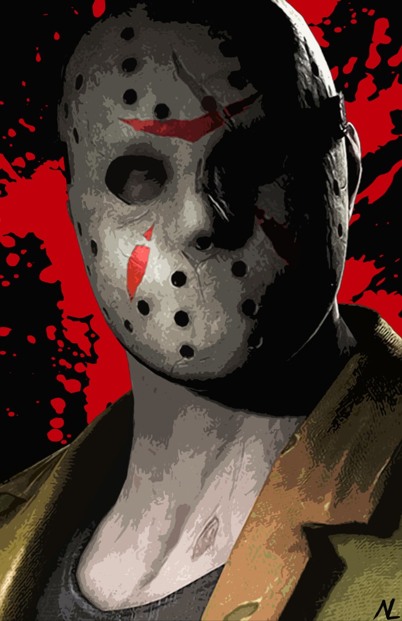 Jason Voorhees from Friday the 13th Illustration Horror Etsy