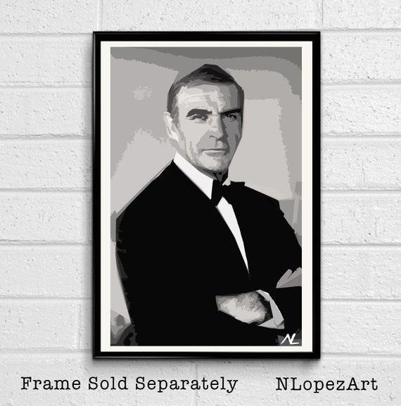 007 James Bond Sean Connery Illustration 2 British Spy Film | Etsy