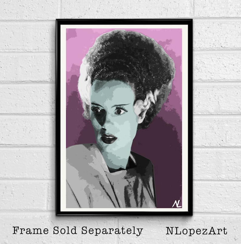 Bride of Frankenstein Illustration Horror Movie Pop Art | Etsy