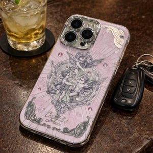 Retro European Cupid and Angel Aurora Laser Phone Case for iPhone