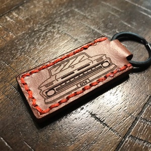 Hand Stitched, C/10 with Truck Front End, Tobacco Brown Leather Keychains