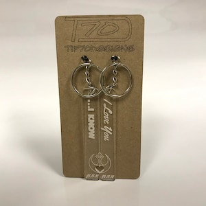 Star Wars &#39;I Love You...I know&#39; couples keychains. customizable