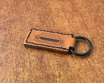 Hand Stitched, C/10 with Truck Front End, Saddle Tan Leather Keychains