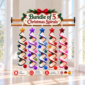 Crochet christmas spiral, Crochet Wind Spinner, Crochet Wall Hanging ,Christmas Decor, Instant Download