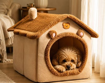 Faltbares Katzenhaus, Kissen, waschbar, Haustierhöhlenbett, gemütliches Indoor, Katzensofa, mittlere Katzen, kleine Hunde.