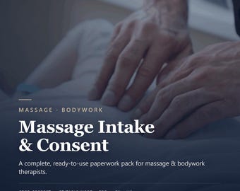 Massage Therapist Intake Form Template, GDPR Consultation Consent & Health History, Editable Aftercare Forms for EU Massage Private Practice