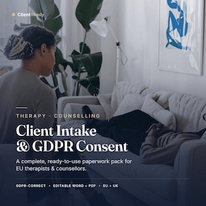 Therapist Client Intake Form Bundle | GDPR Consent & Privacy Notice | EU Counsellor Editable Templates | Private Practice Onboarding Pack