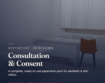 Aesthetics Consultation Form & Treatment Consent, Patch Test Record, GDPR Medical History, Aftercare, Editable Beautician Templates EU