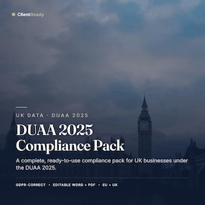 UK DUAA 2025 Privacy Notice & Compliance Update Pack | Editable Templates for Small Business | GDPR Update 2026