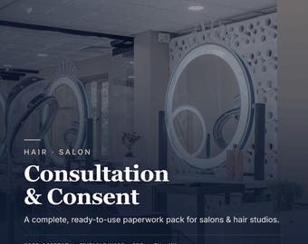 Hairdresser Client Consultation Form, Colour Allergy Patch Test Record + Consent, GDPR Salon Forms, Editable Hair Stylist Templates EU