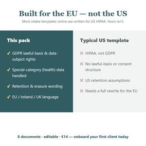 Therapist Client Intake Form Bundle | GDPR Consent & Privacy Notice | EU Counsellor Editable Templates | Private Practice Onboarding Pack image 4