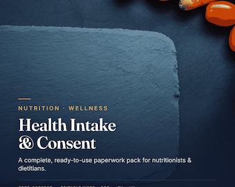 Nutritionist Client Intake & Consent Forms (GDPR), Dietitian Intake Pack, Editable Nutrition Consultation Forms EU Ireland UK