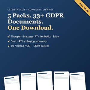 Client Intake Form Mega Bundle, GDPR Consent & Privacy Templates for Therapist Salon Trainer Aesthetics Hairdresser, Editable EU Forms