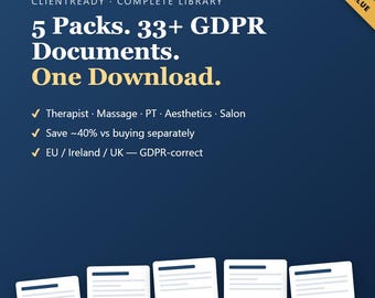 Kundeneingangsformular-Mega-Bundle, DS-GVO-Einverständnis- und Datenschutzvorlagen für Therapeuten-Salon-Trainer-Ästhetik-Friseur, bearbeitbare EU-Formulare